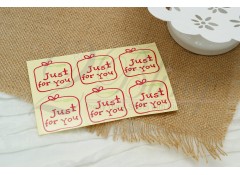 Stickers, "Just for you" (3 sheets/ 18 individual stickers)